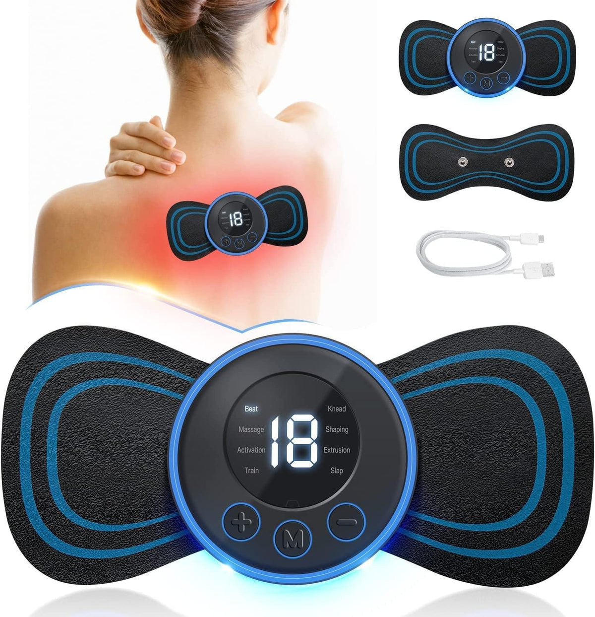 Portable Wireless Body Massager Pad – 8 Modes, 19 Levels