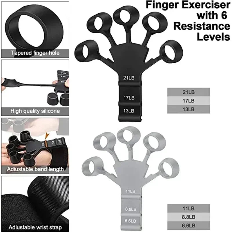 Silicone Hand Grip Strengthener Finger Exerciser Set