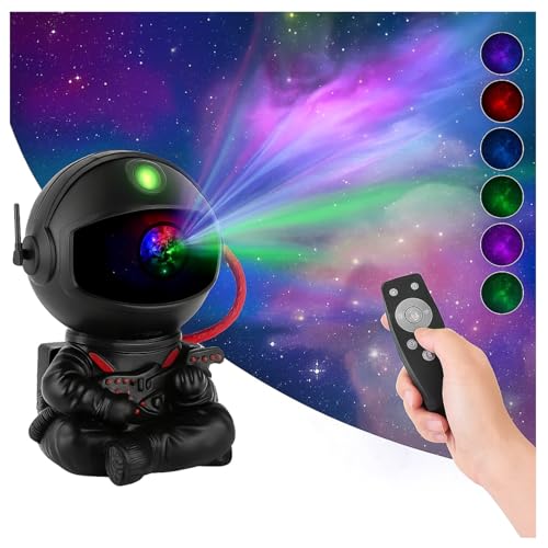 Black Guitar Astronaut Color Galaxy Star Projector Night Light – 360° Nebula Lamp