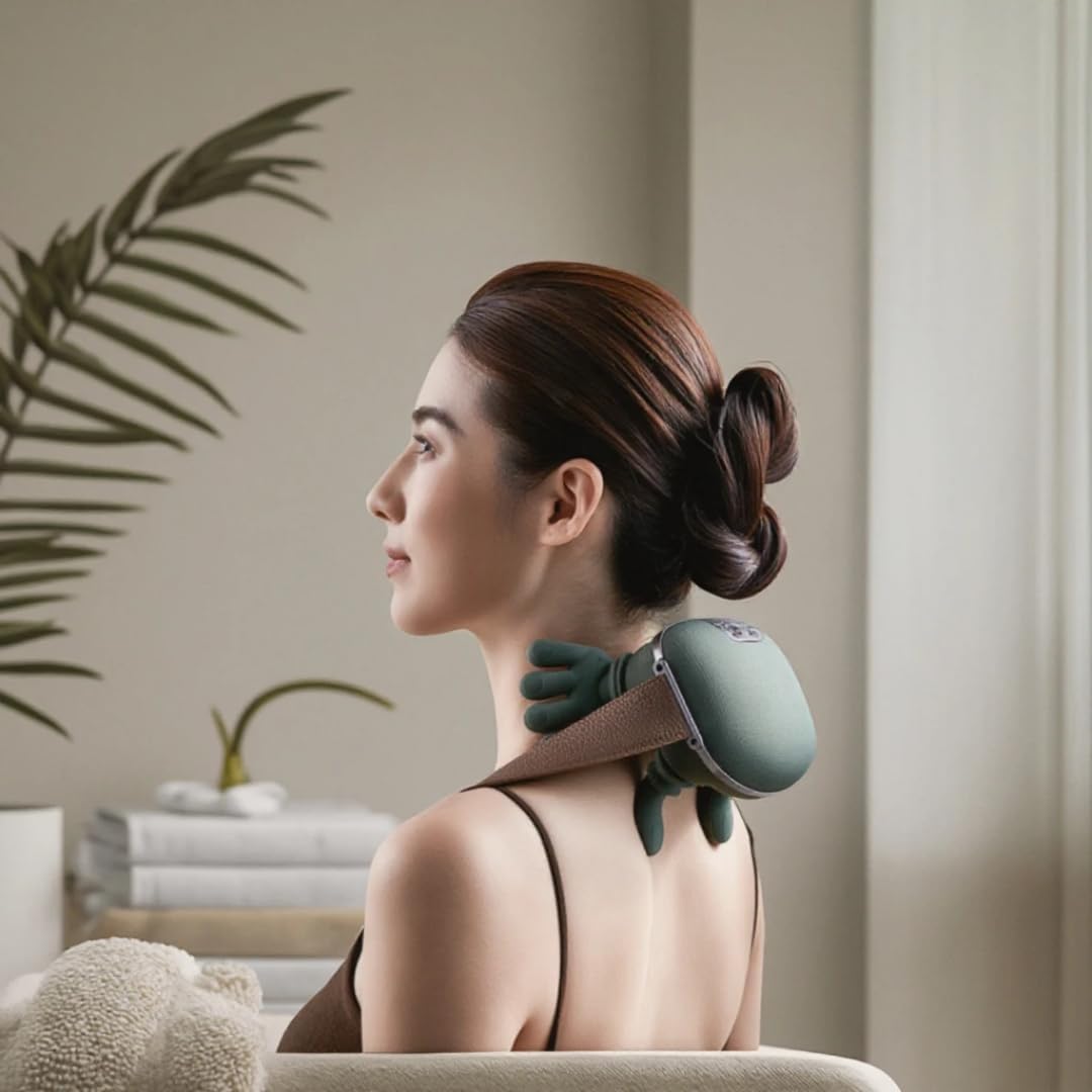 Wireless Heated Neck Massager Pillow – 4D Shiatsu Kneading