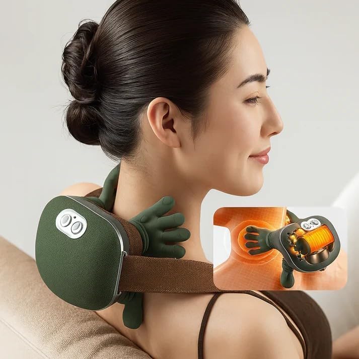 Wireless Heated Neck Massager Pillow – 4D Shiatsu Kneading