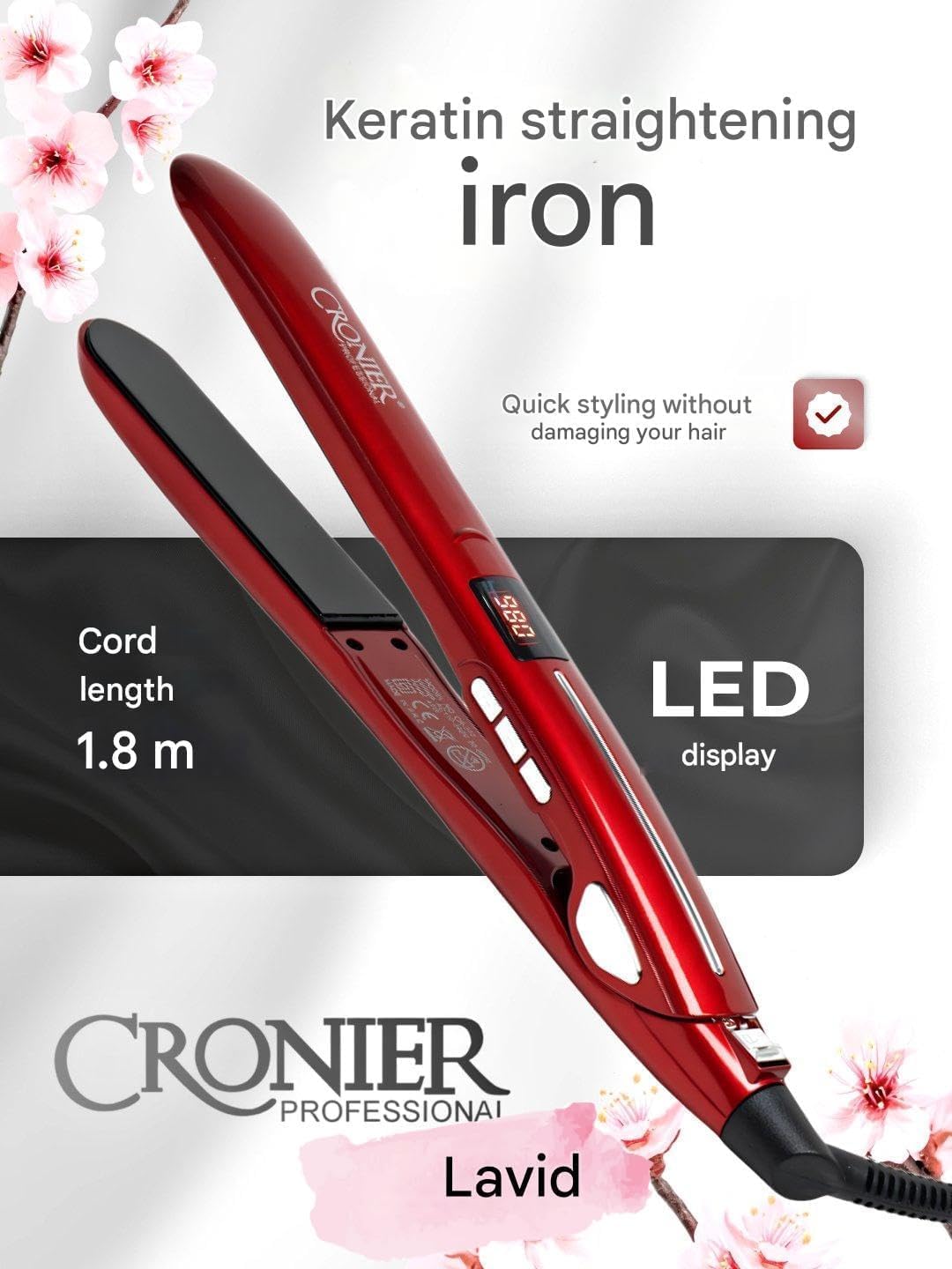 Professional Ceramic Hair Straightener With LED Display