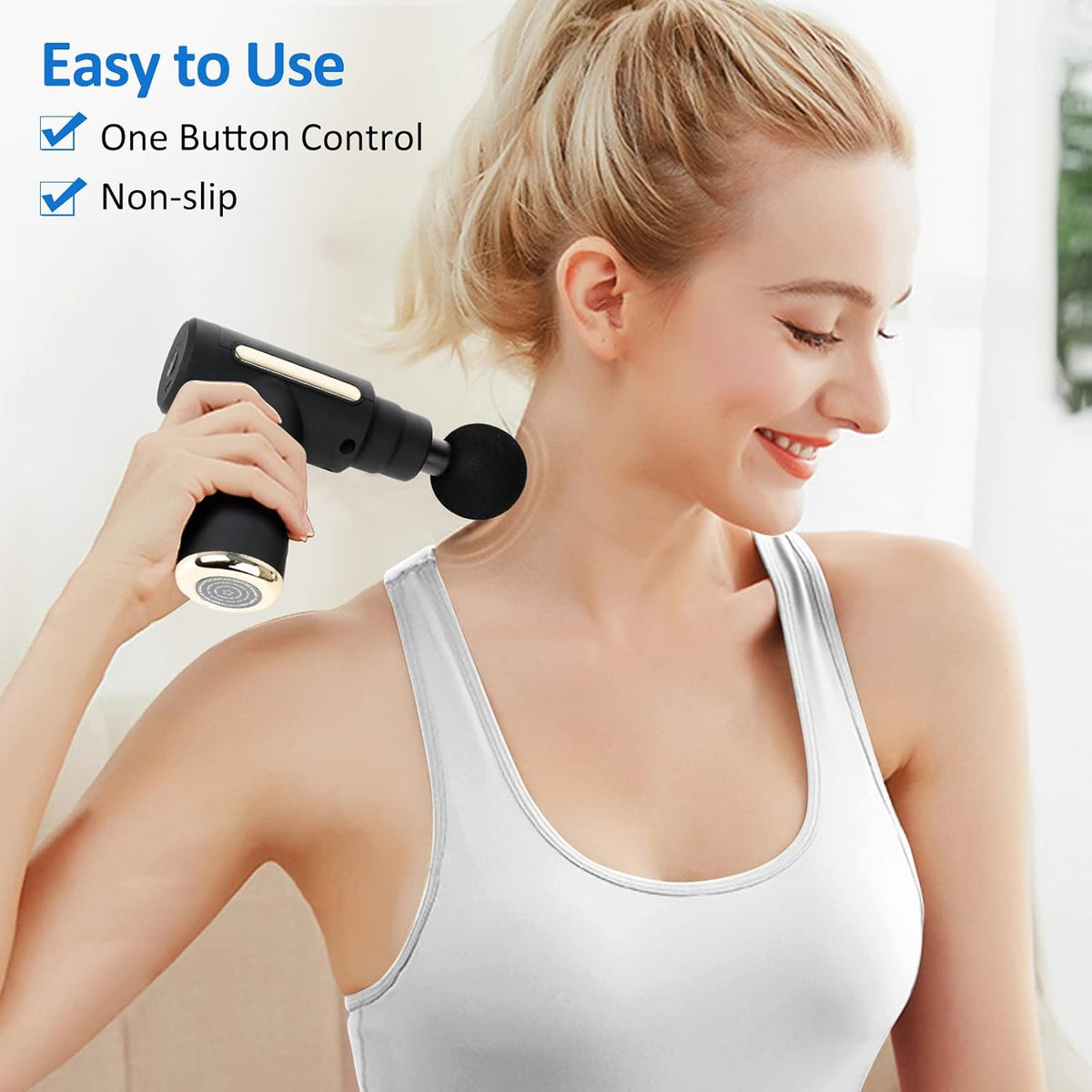 Portable Quiet Massage Gun – 6 Speeds & 4 Heads