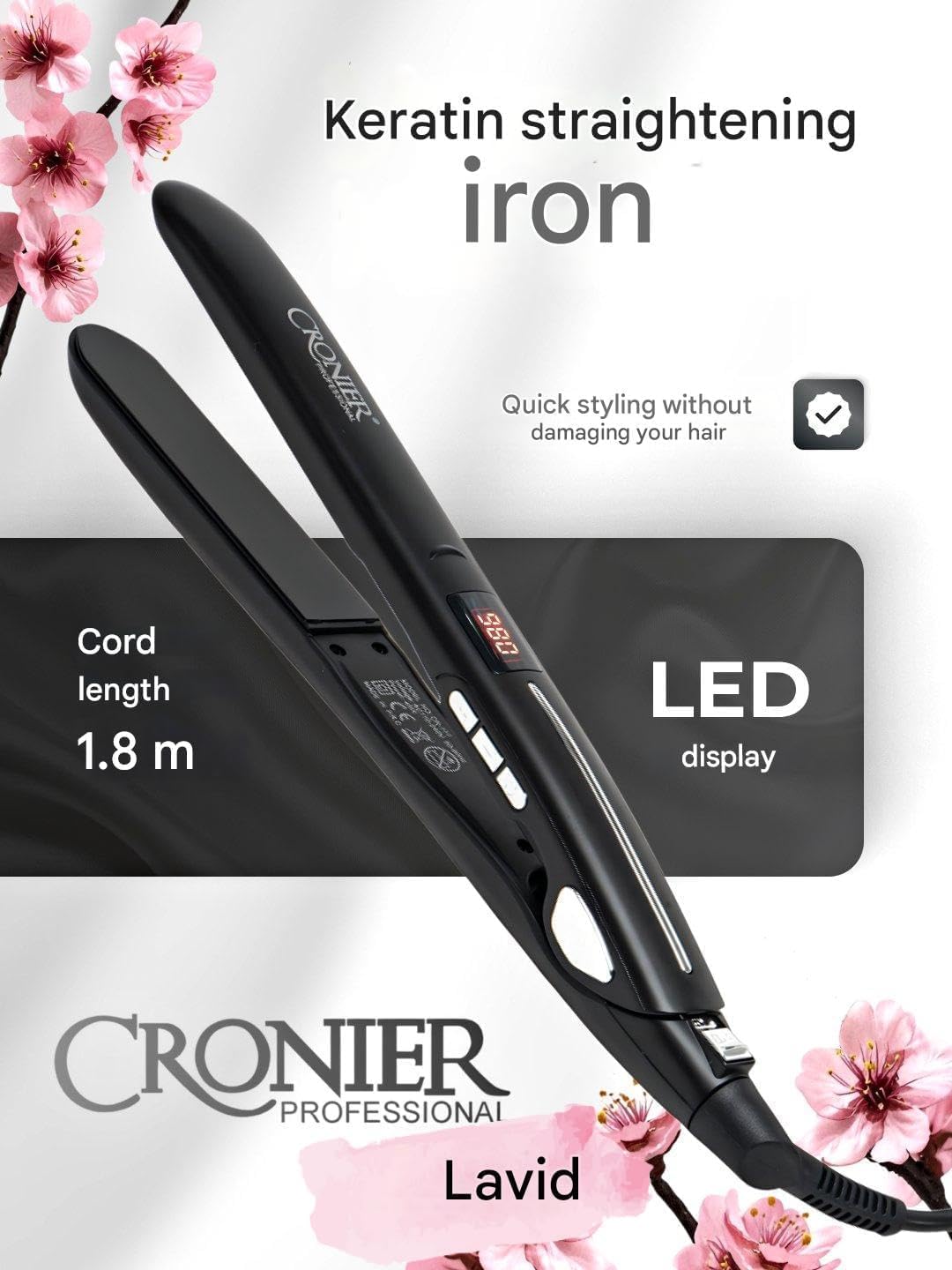 Professional Ceramic Hair Straightener With LED Display