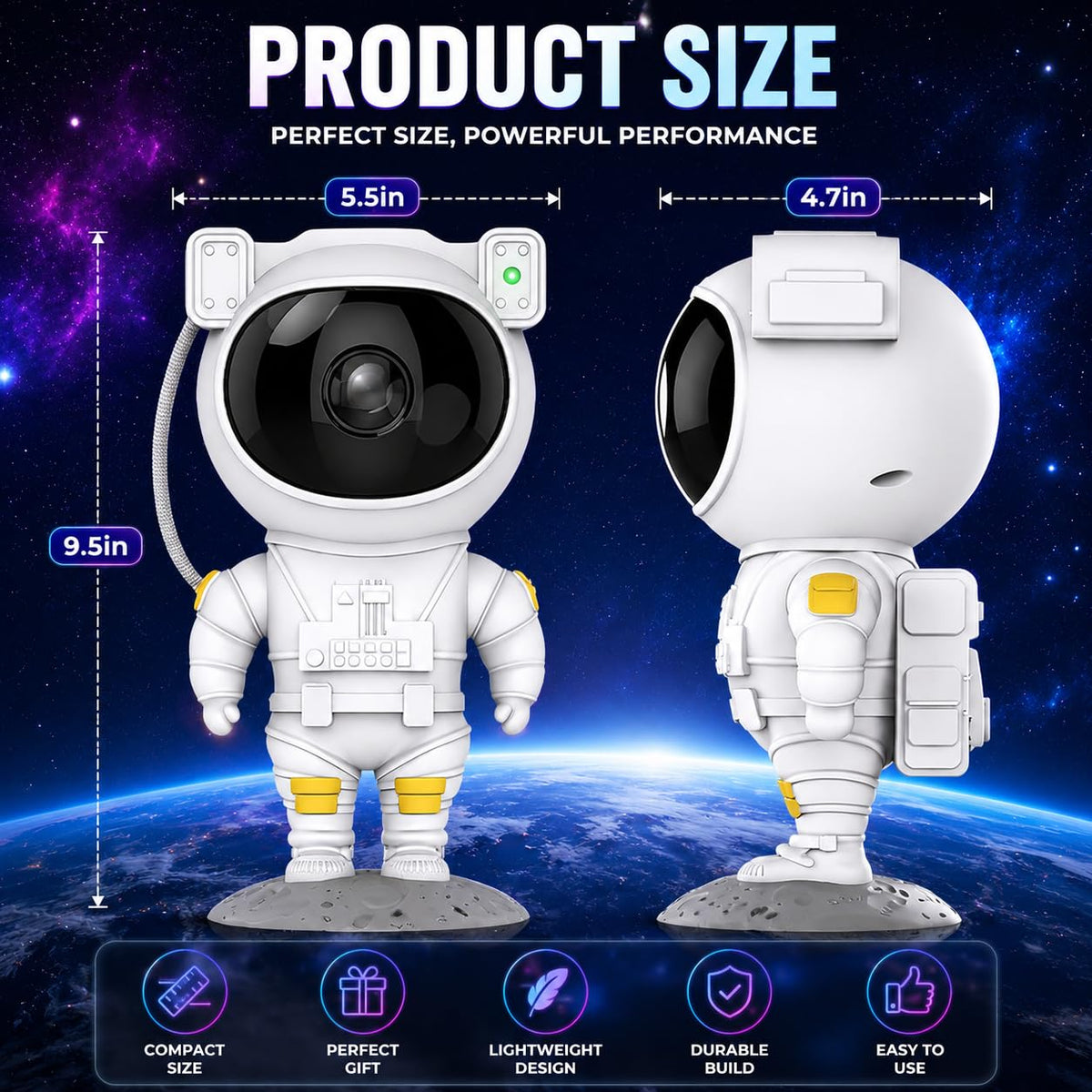 Galaxy Star Projector Night Light – 360° Nebula Lamp