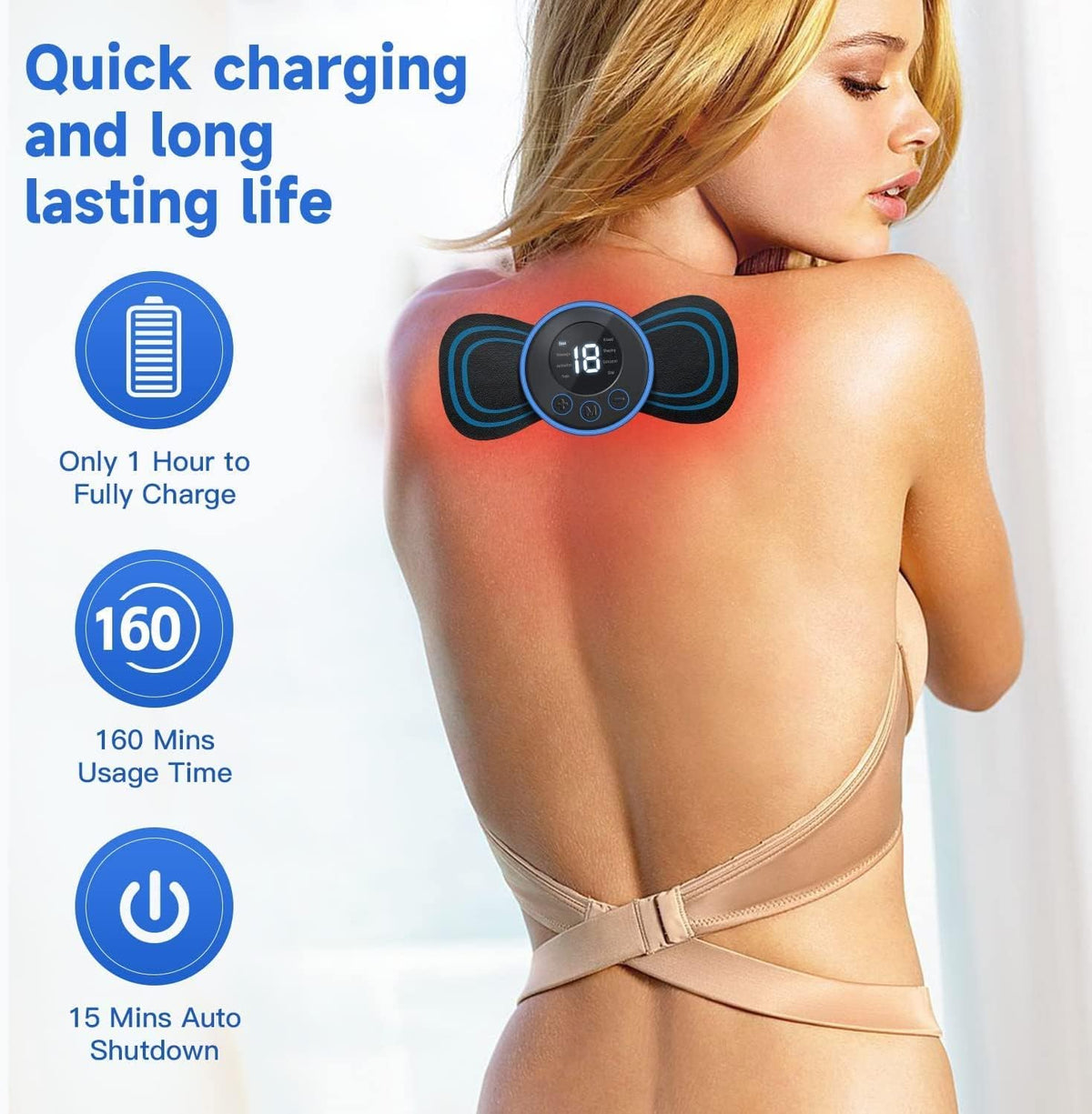 Portable Wireless Body Massager Pad – 8 Modes, 19 Levels