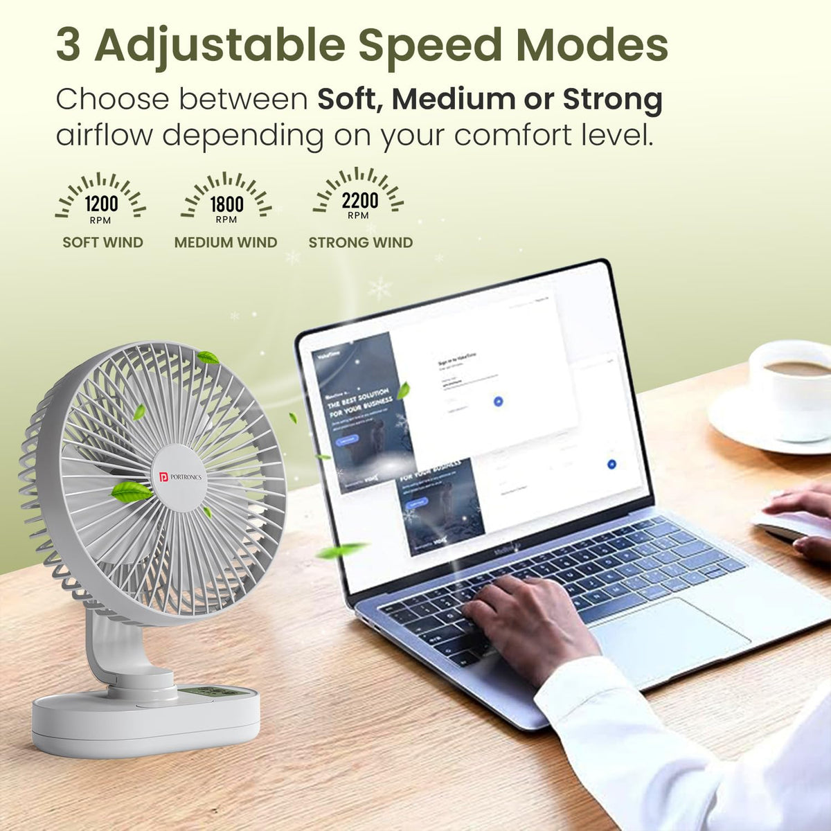 Portable Rechargeable Desk Fan With Oscillation & Tilt