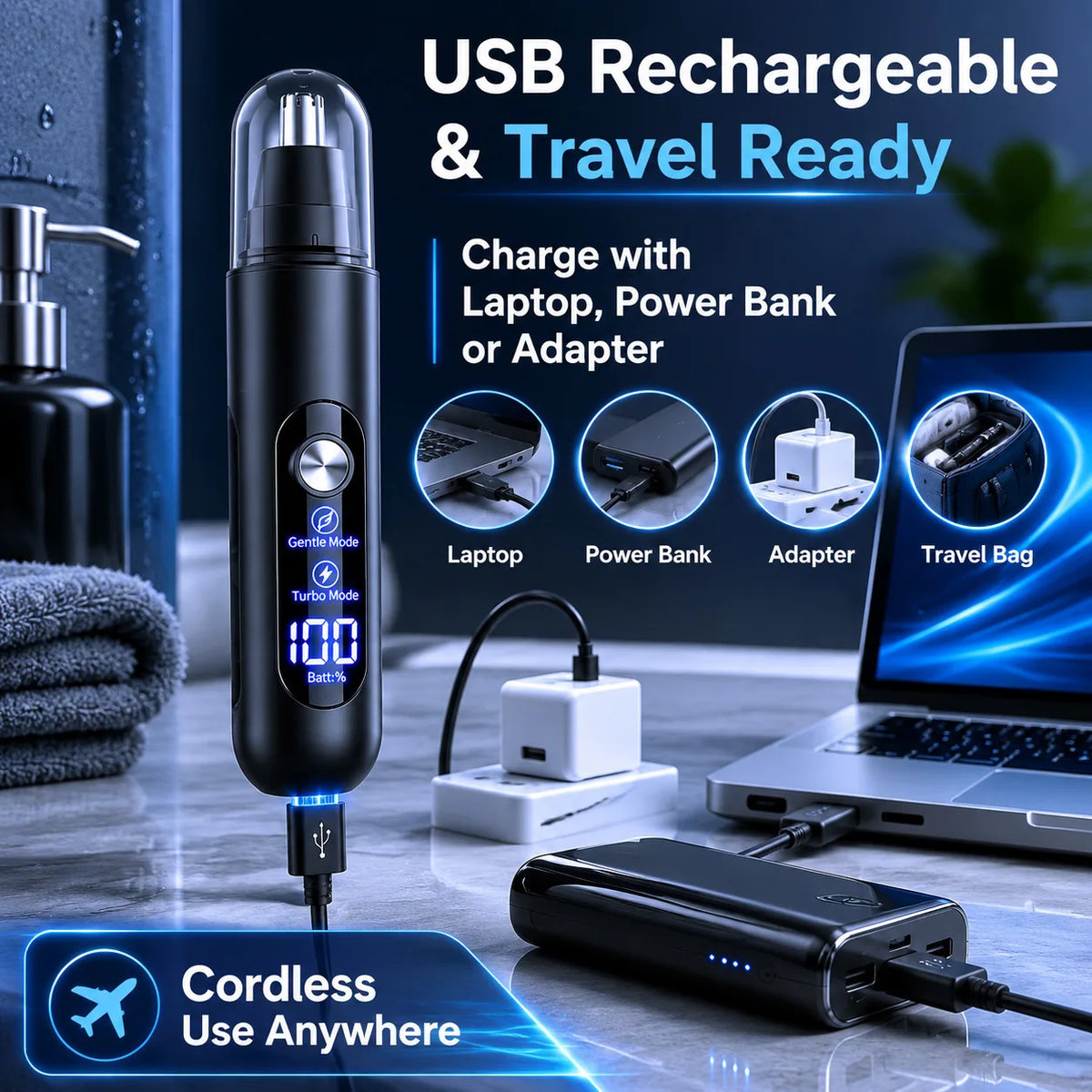 Rechargeable Electric Nose Hair Trimmer – Painless Grooming