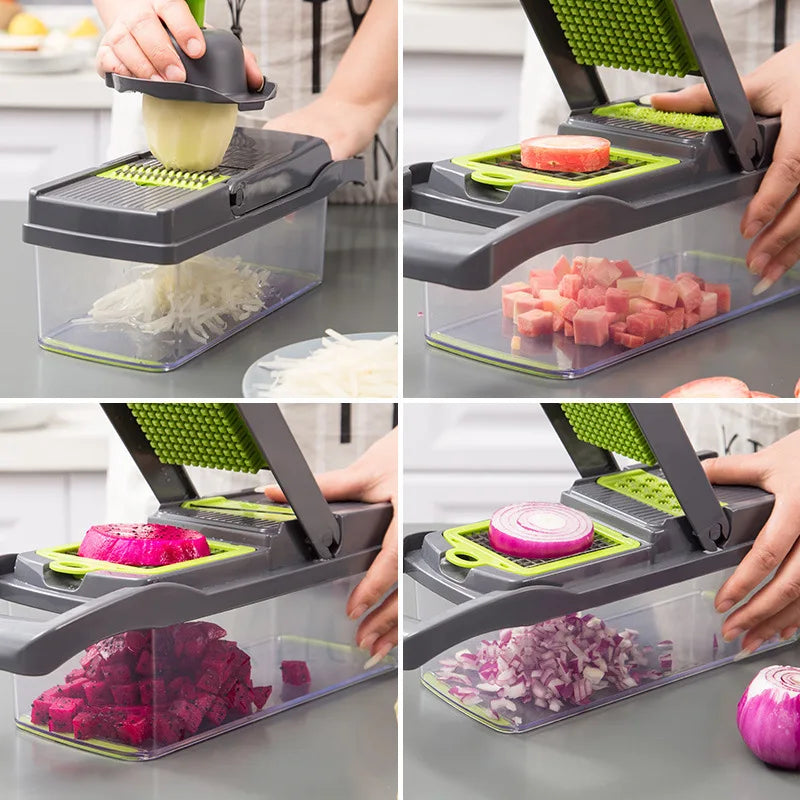 14-in-1 Vegetable Chopper Slicer With Stainless Steel Blades