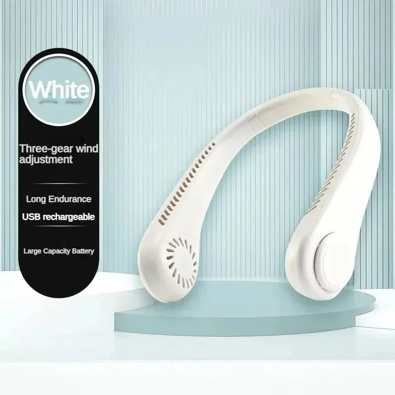 F260 white Color 8000mAh Bladeless Neck Fan With LED Display