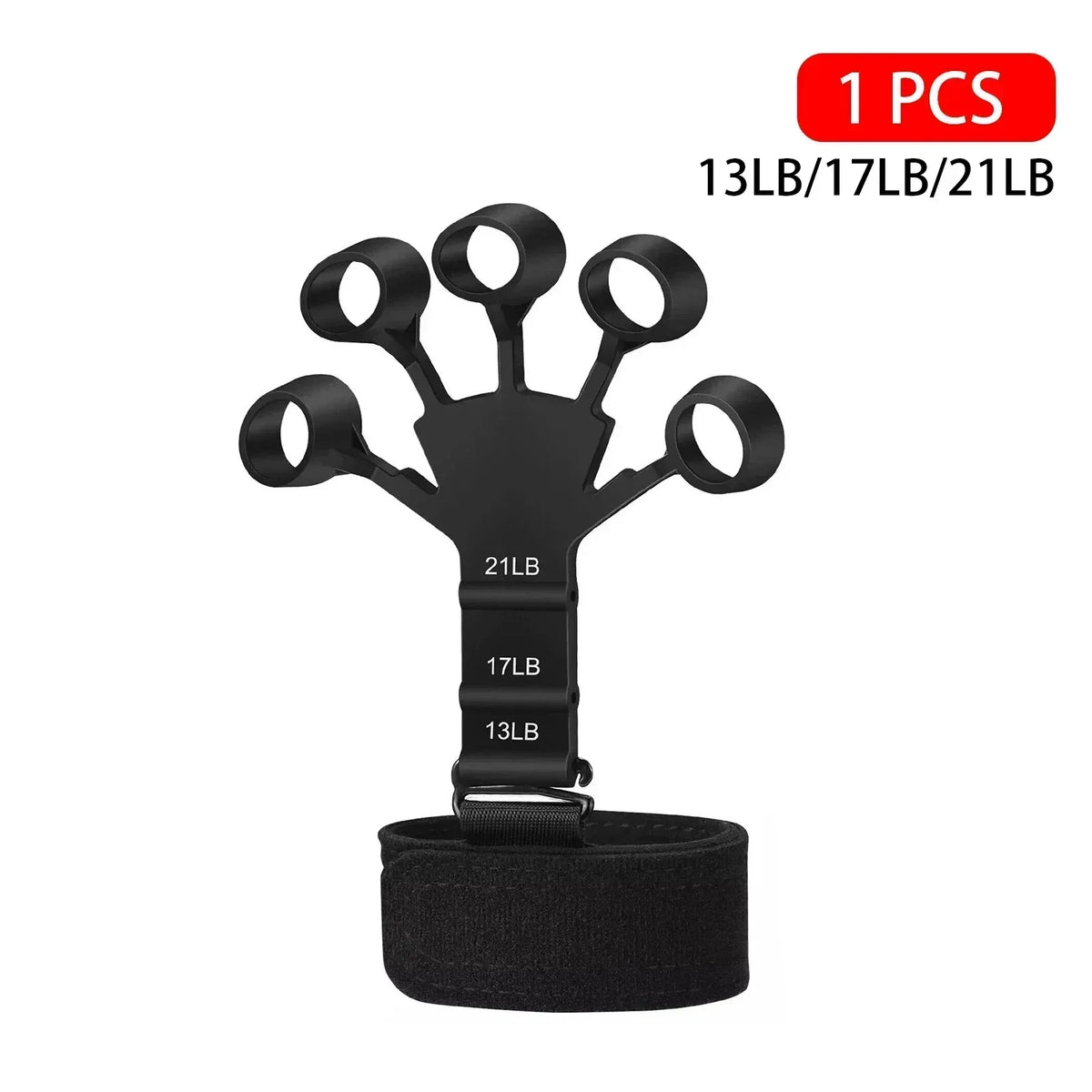 black-1pc Color Silicone Hand Grip Strengthener Finger Exerciser Set