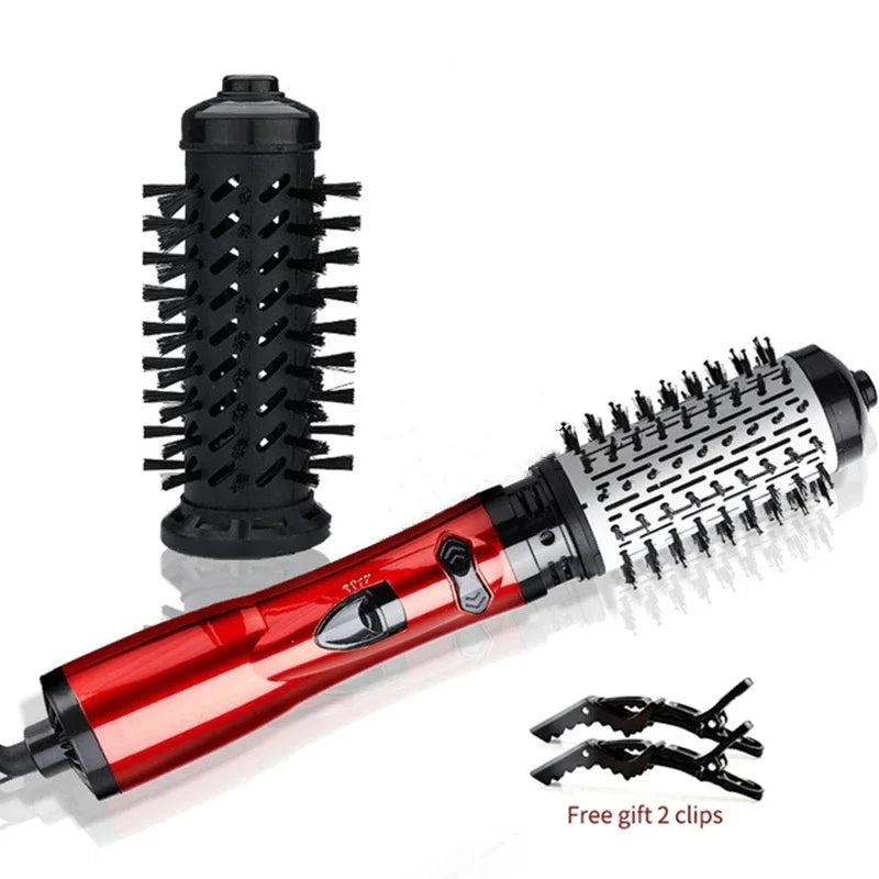 Red Color 3-in-1 Hot Air Brush Hair Styler With Negative Ions