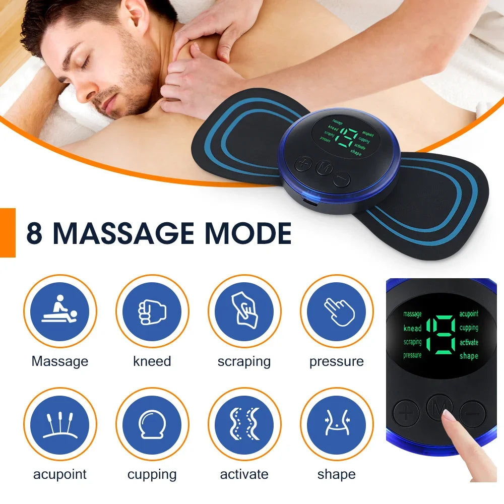 EMS Electric Neck Massager Patch – 8 Modes, 19 Levels