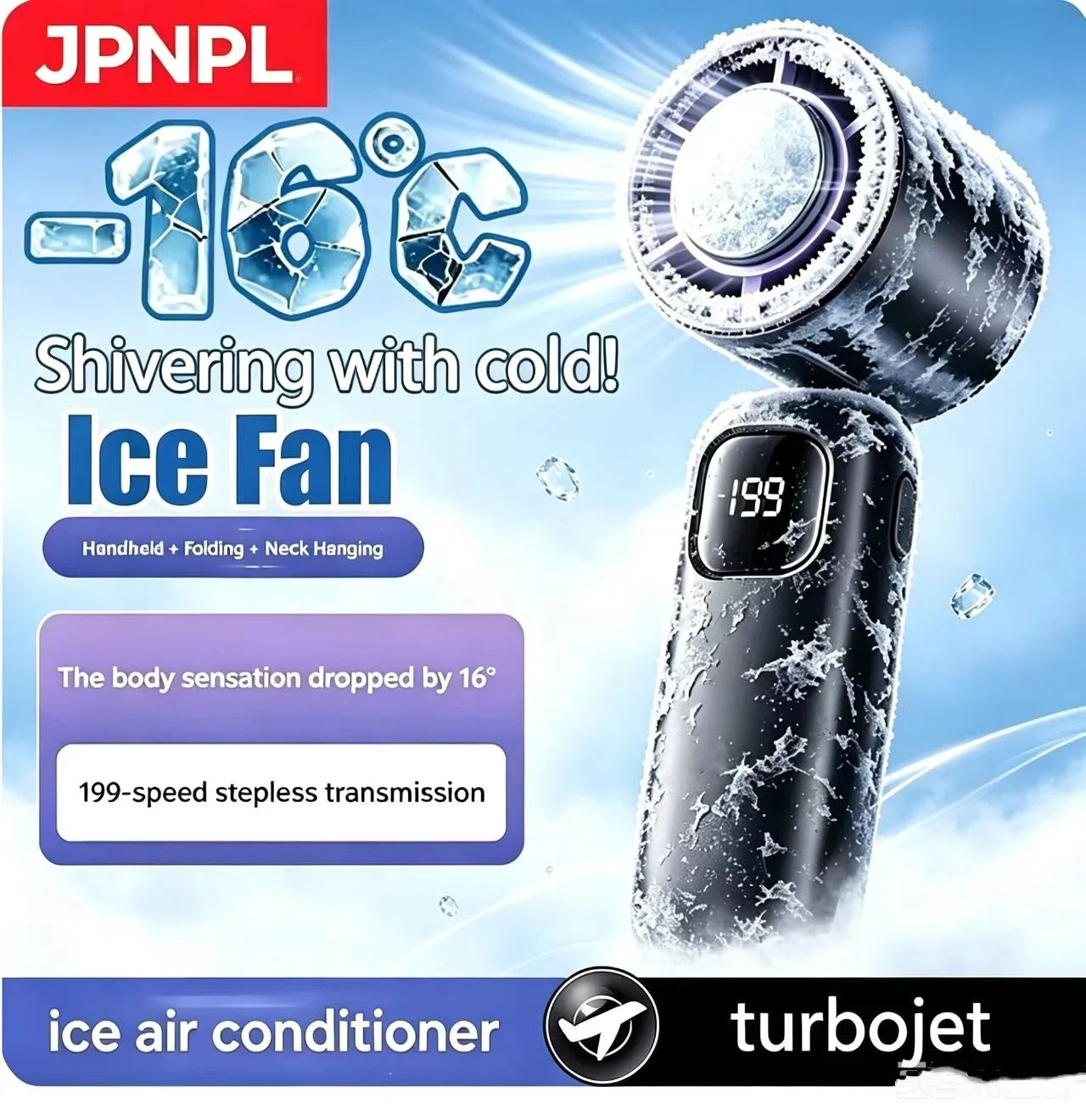 black Color 8000mAh Bladeless Neck Fan With LED Display