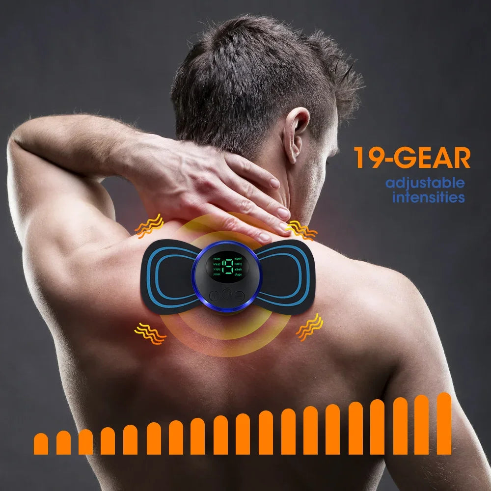 EMS Electric Neck Massager Patch – 8 Modes, 19 Levels