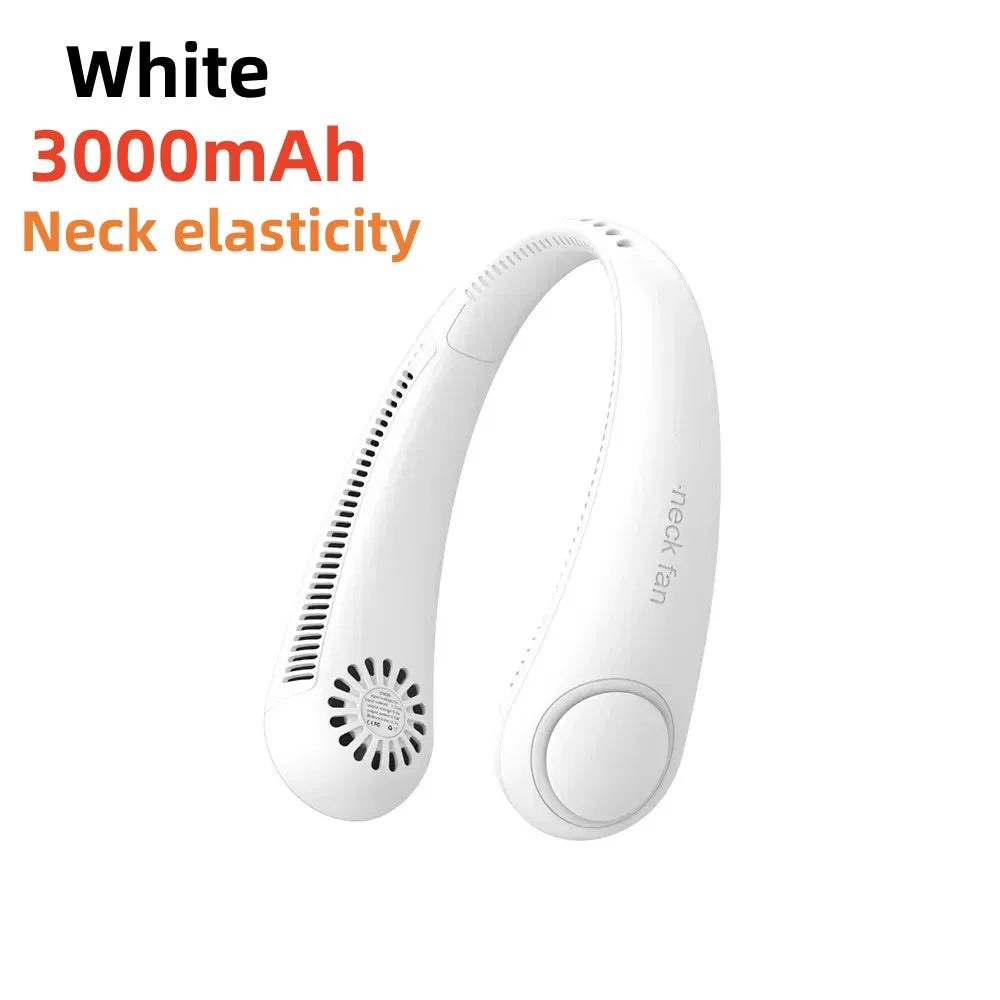 DS005 White Color 8000mAh Bladeless Neck Fan With LED Display