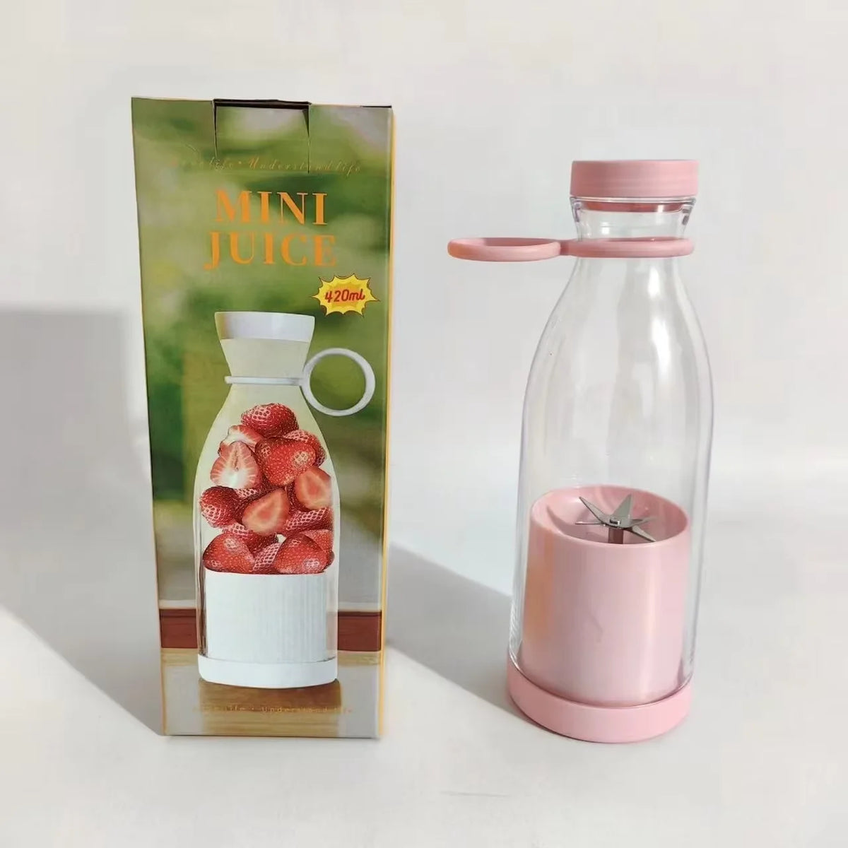 Pink Color Portable USB Juicer Cup 420 ml – Rechargeable Mini Blender