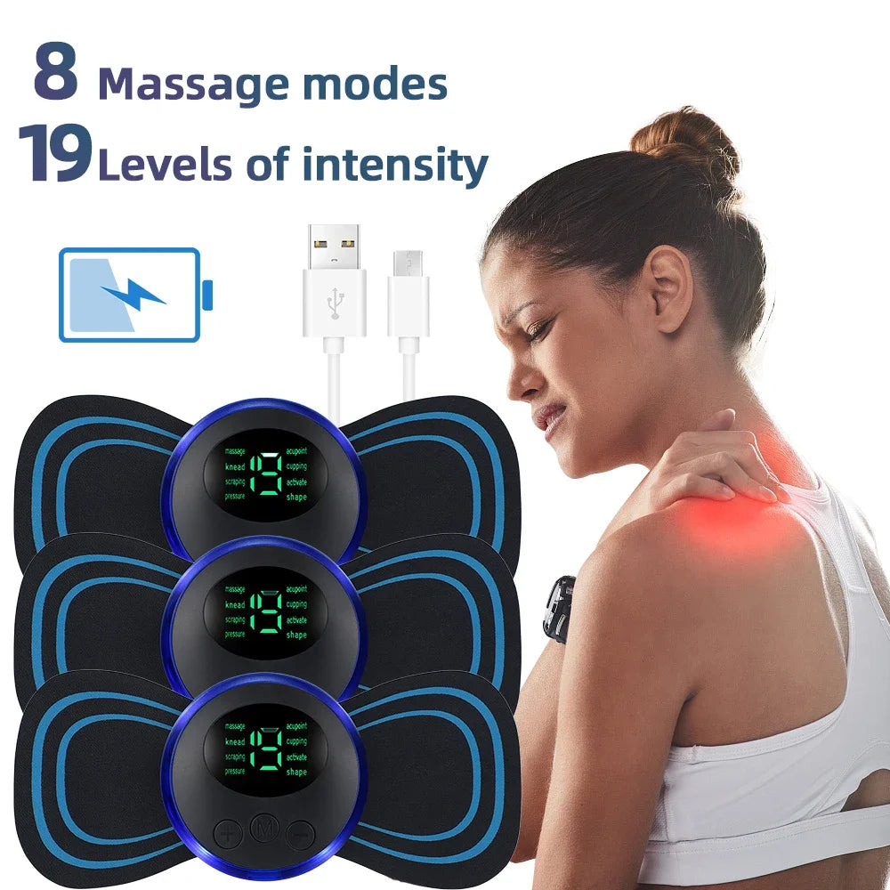 EMS Electric Neck Massager Patch – 8 Modes, 19 Levels