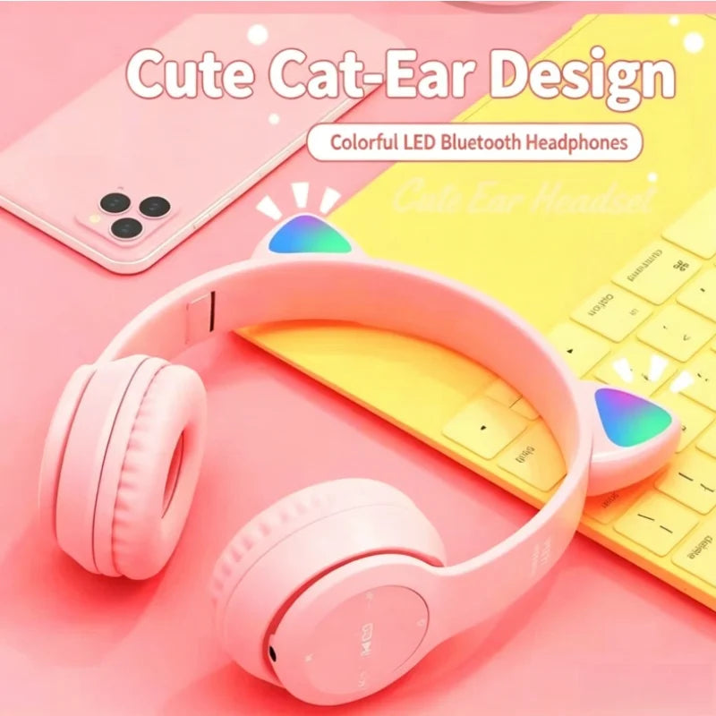 Cat Ear Bluetooth Headphones With Glowing Headband