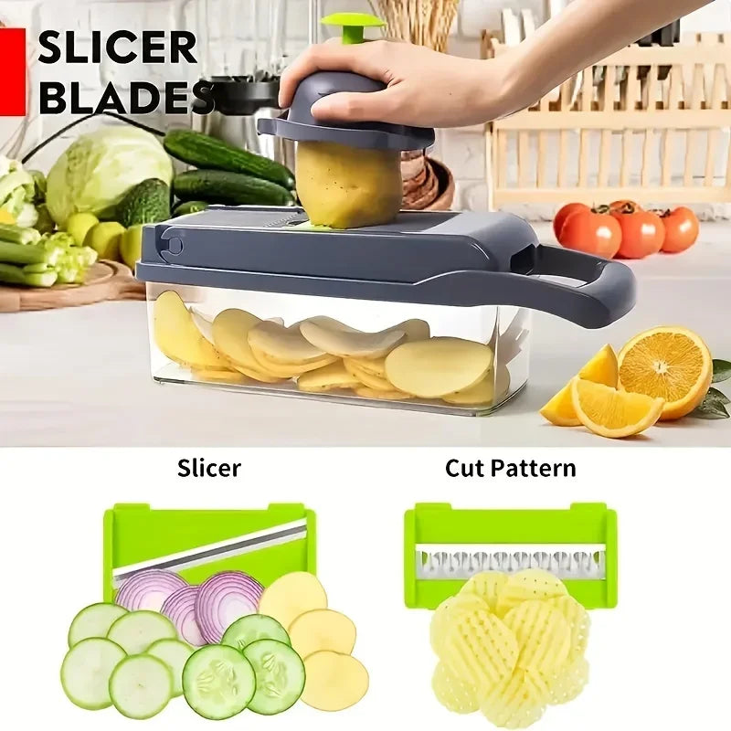 14-in-1 Vegetable Chopper Slicer With Stainless Steel Blades