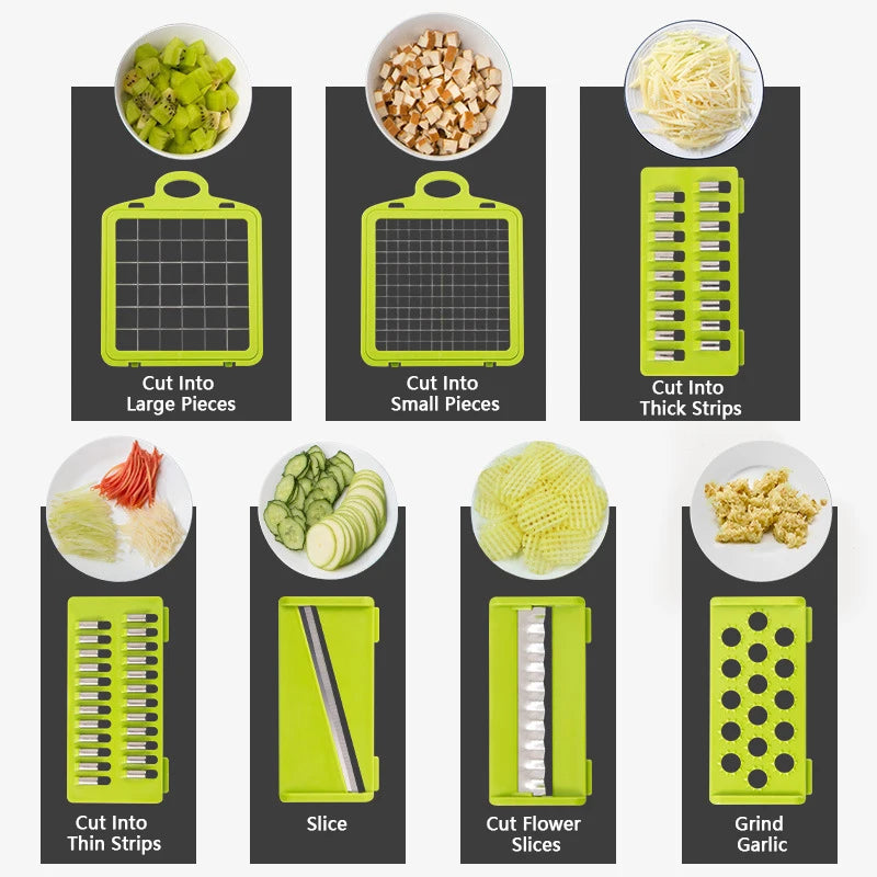 14-in-1 Vegetable Chopper Slicer With Stainless Steel Blades