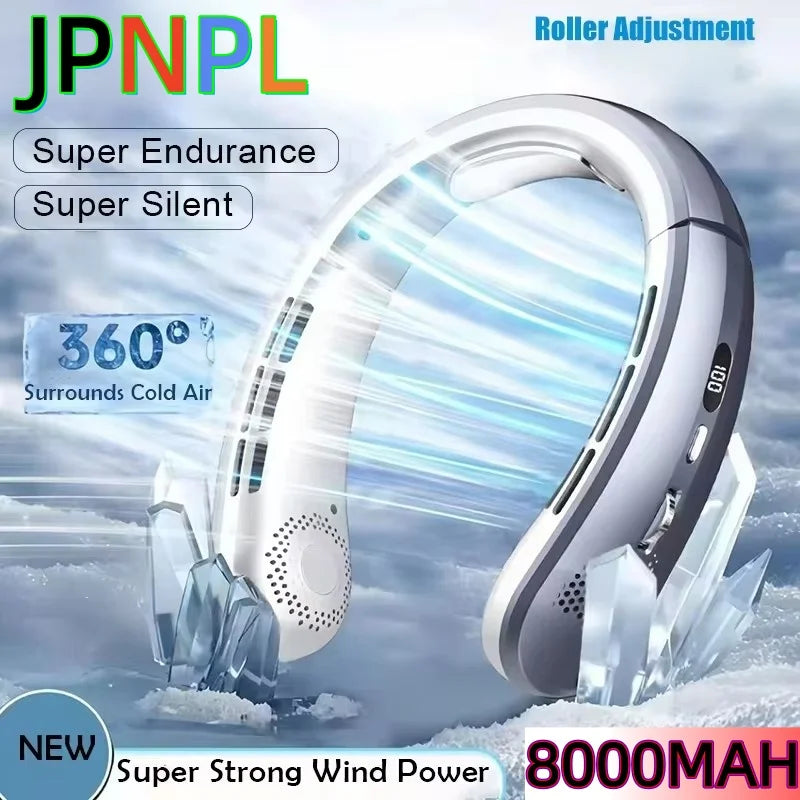 8000mAh Bladeless Neck Fan With LED Display