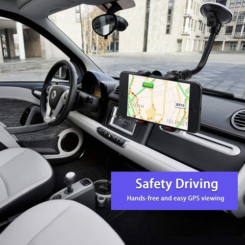 360° Suction Car Phone Holder – Flexible Long Arm Mount