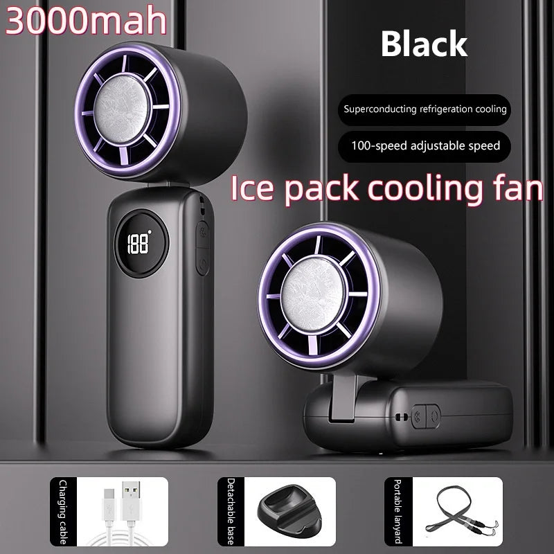 DS27Black Color 8000mAh Bladeless Neck Fan With LED Display
