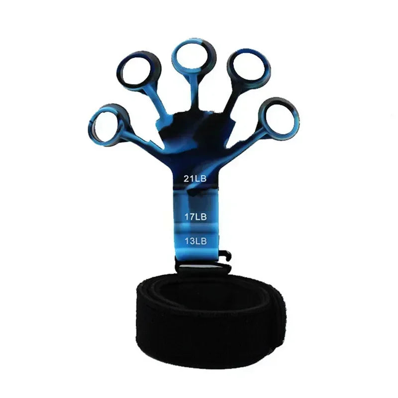 blue-1pc Color Silicone Hand Grip Strengthener Finger Exerciser Set