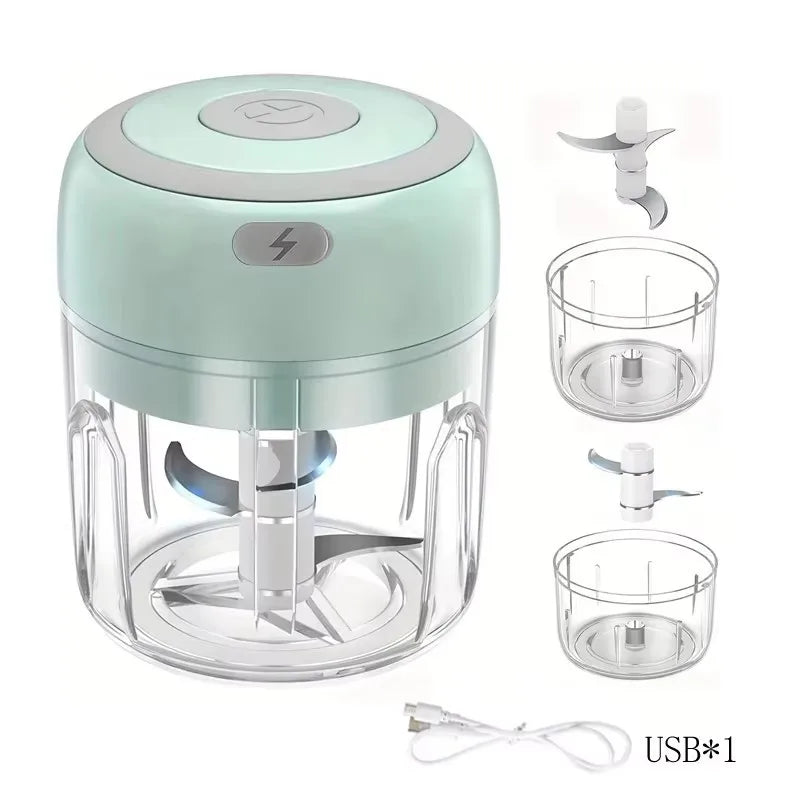 Green Color Mini Electric Food Chopper 250 ml USB Rechargeable
