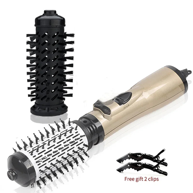 Gold Color 3-in-1 Hot Air Brush Hair Styler With Negative Ions