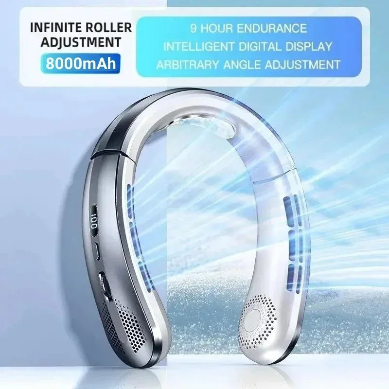 8000mAh Bladeless Neck Fan With LED Display