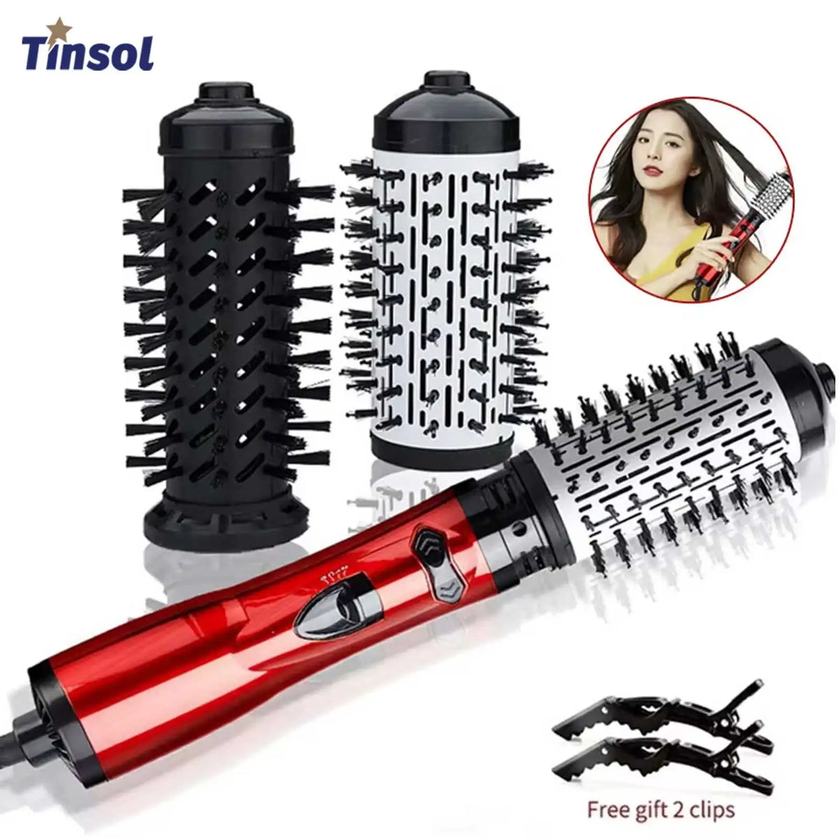 3-in-1 Hot Air Brush Hair Styler With Negative Ions