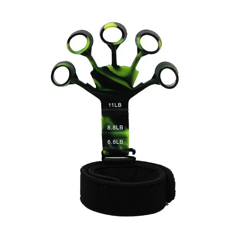 green-1pc Color Silicone Hand Grip Strengthener Finger Exerciser Set