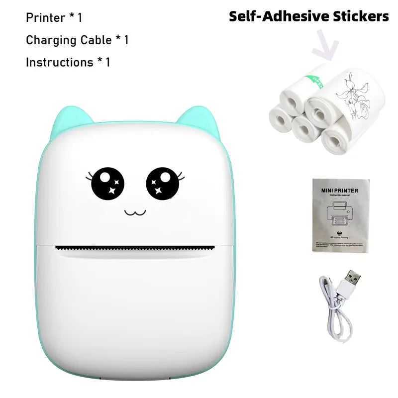 Blue-5pcs paper color Mini Bluetooth Thermal Photo Printer – Portable 58mm