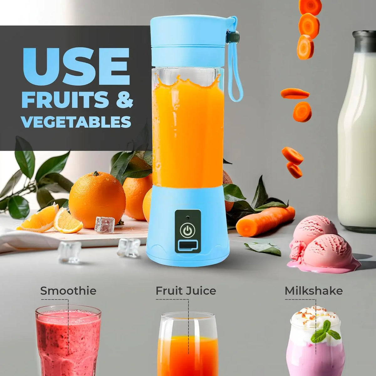 Portable USB Mini Blender – Rechargeable Smoothie Maker