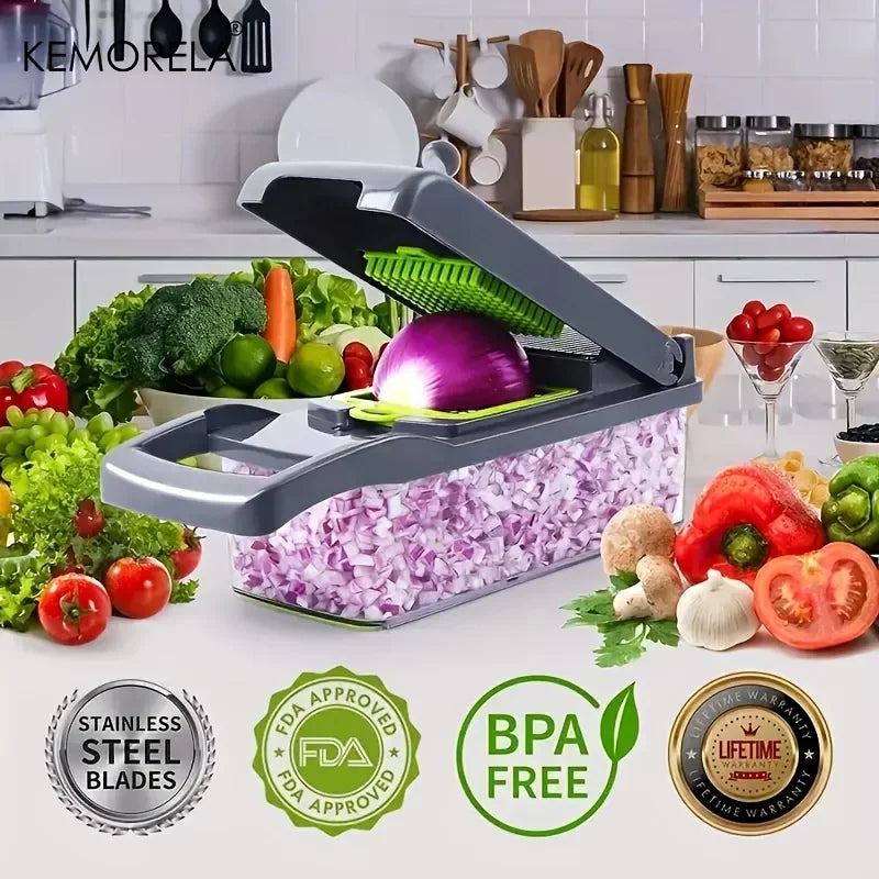 14-in-1 Vegetable Chopper Slicer With Stainless Steel Blades