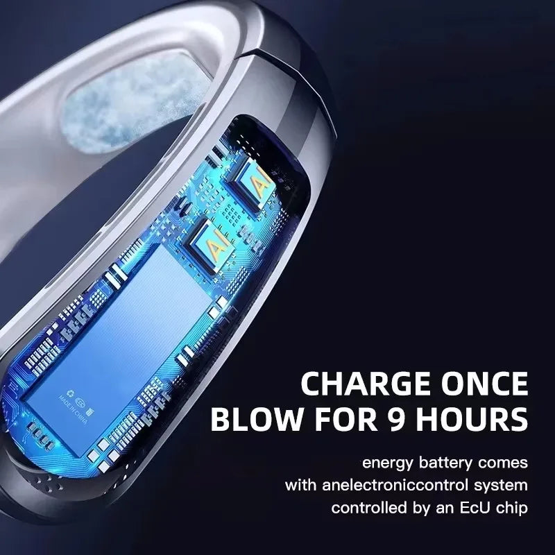 8000mAh Bladeless Neck Fan With LED Display