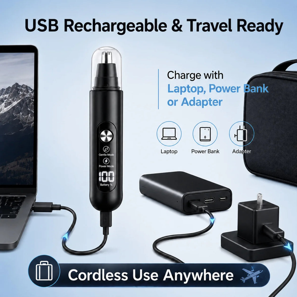 Rechargeable Electric Nose Hair Trimmer – Painless Grooming