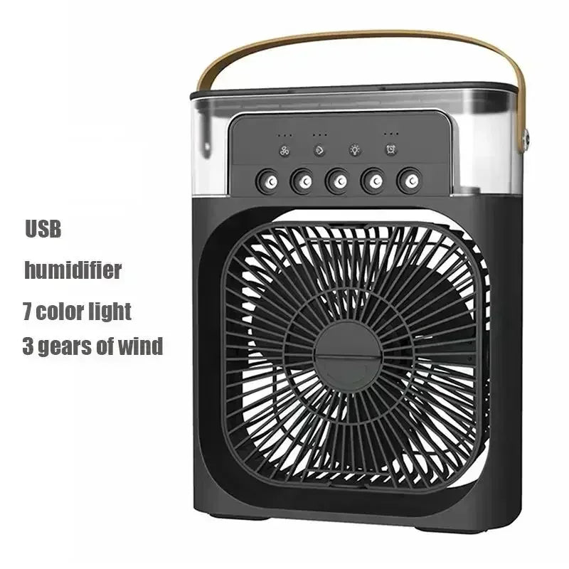 black Color Mini USB Air Cooler Fan With Humidifier And LED Light