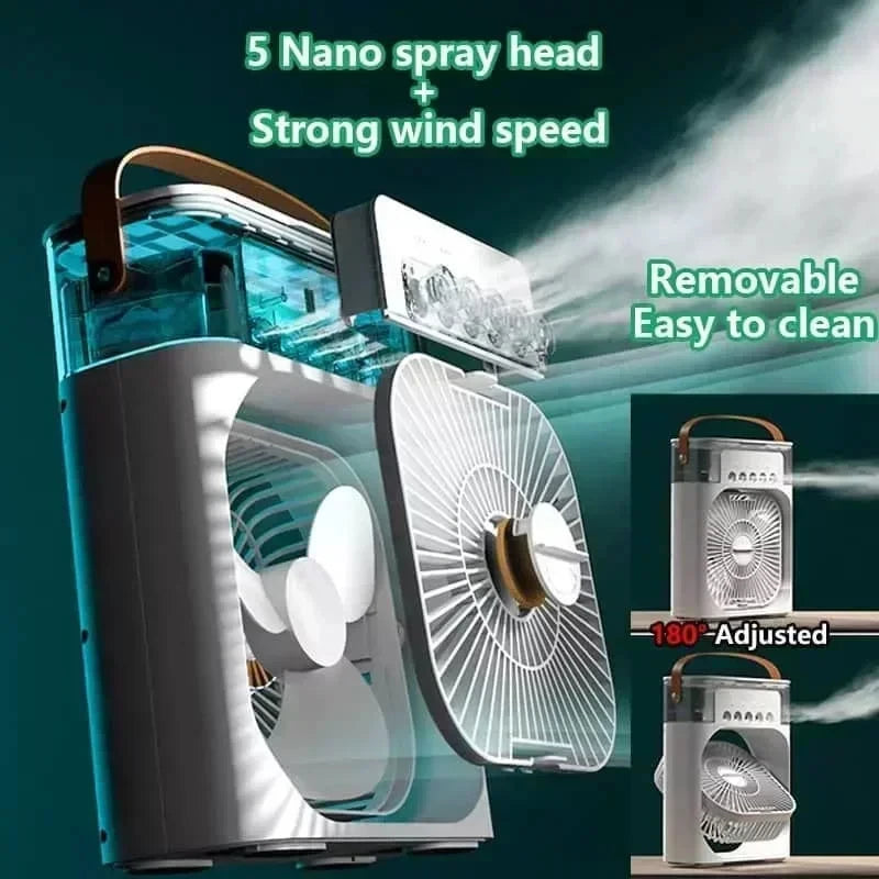 Mini USB Air Cooler Fan With Humidifier And LED Light