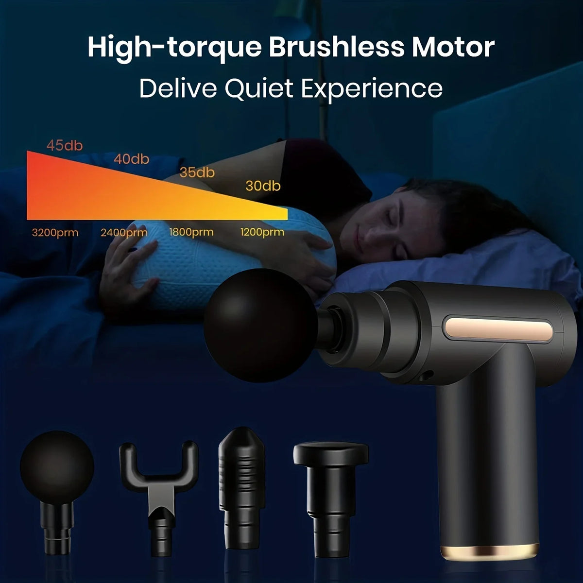 Portable Massage Gun With LED Touch Screen, 4 Heads