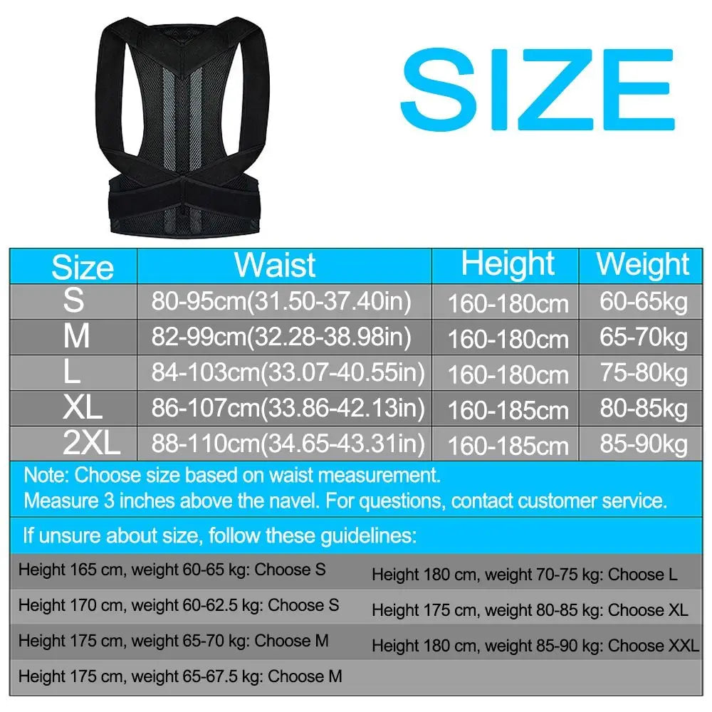 Adjustable Back Posture Corrector Brace With Waist Support