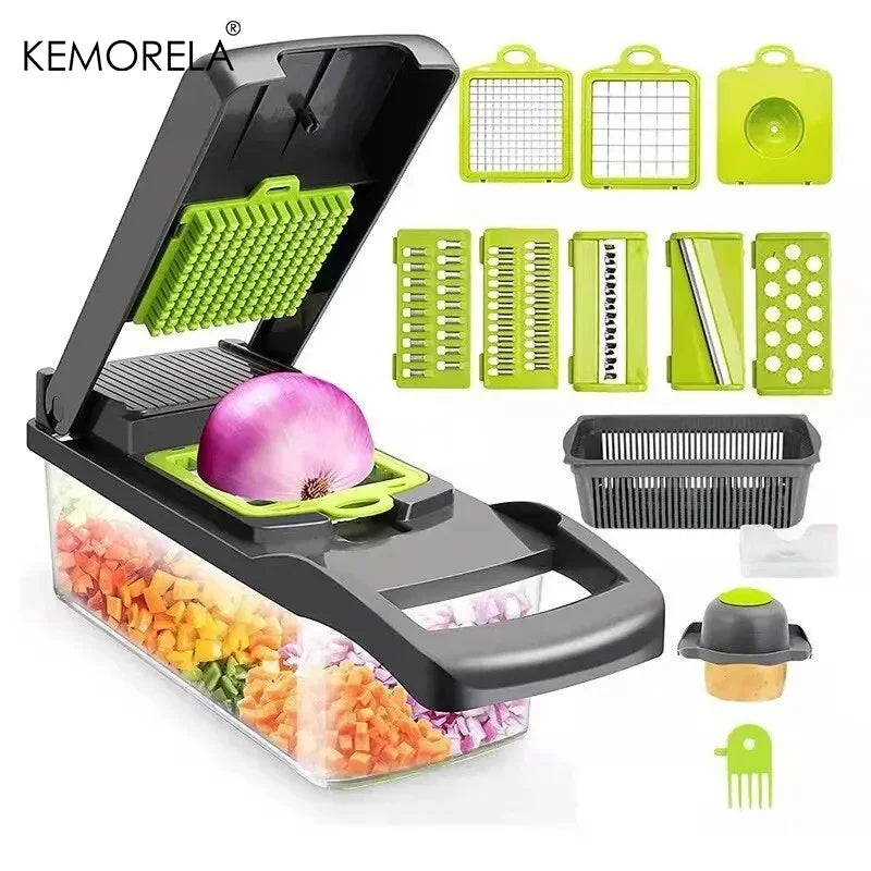 12 in 1 Color 14-in-1 Vegetable Chopper Slicer With Stainless Steel Blades