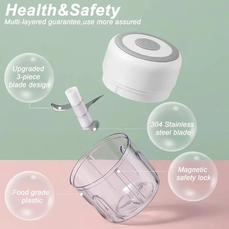 Mini Electric Food Chopper 250 ml USB Rechargeable