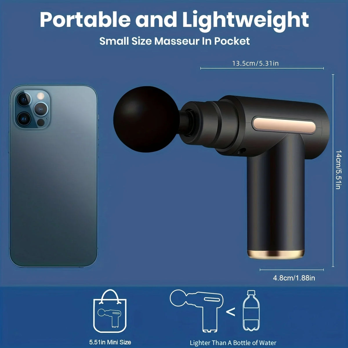 Portable Massage Gun With LED Touch Screen, 4 Heads