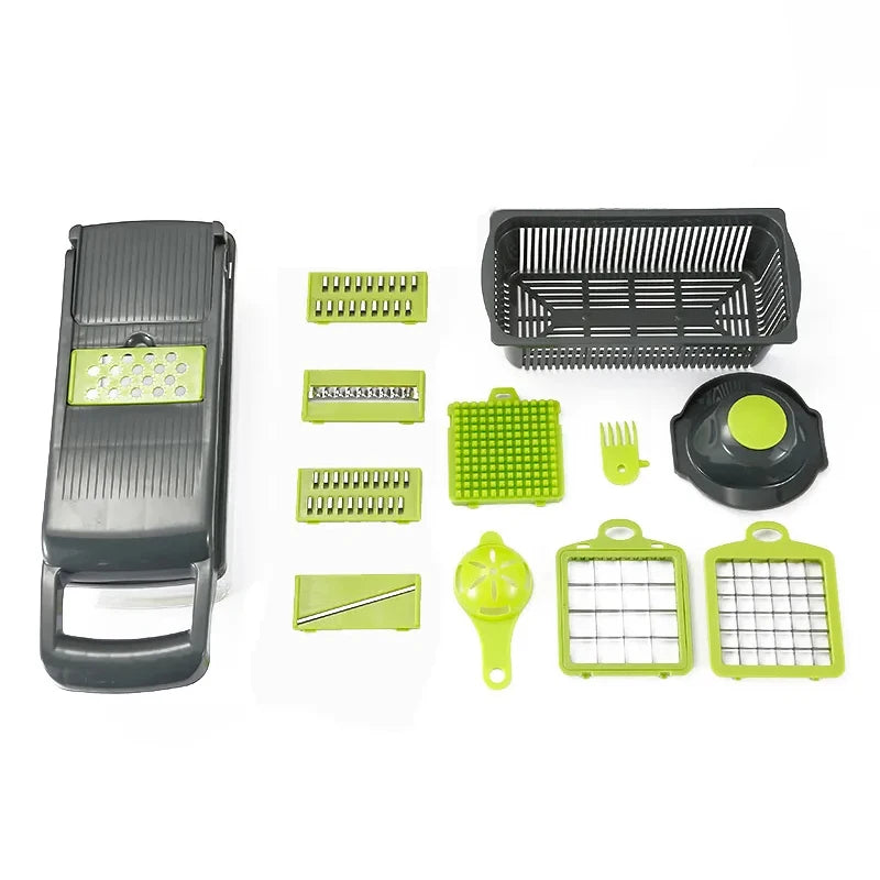 14 in 1 grey Color 14-in-1 Vegetable Chopper Slicer With Stainless Steel Blades