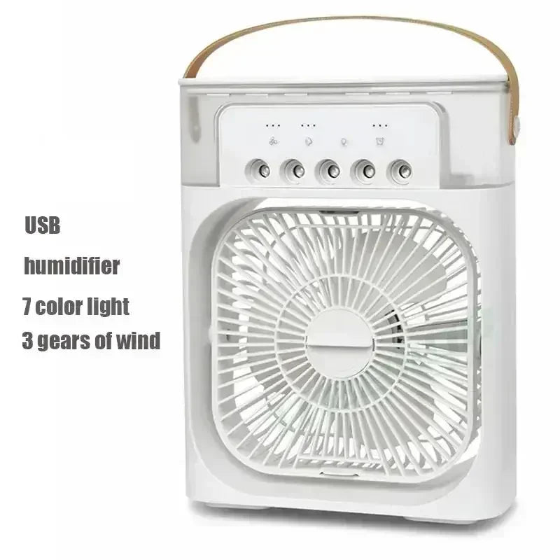 White Color Mini USB Air Cooler Fan With Humidifier And LED Light