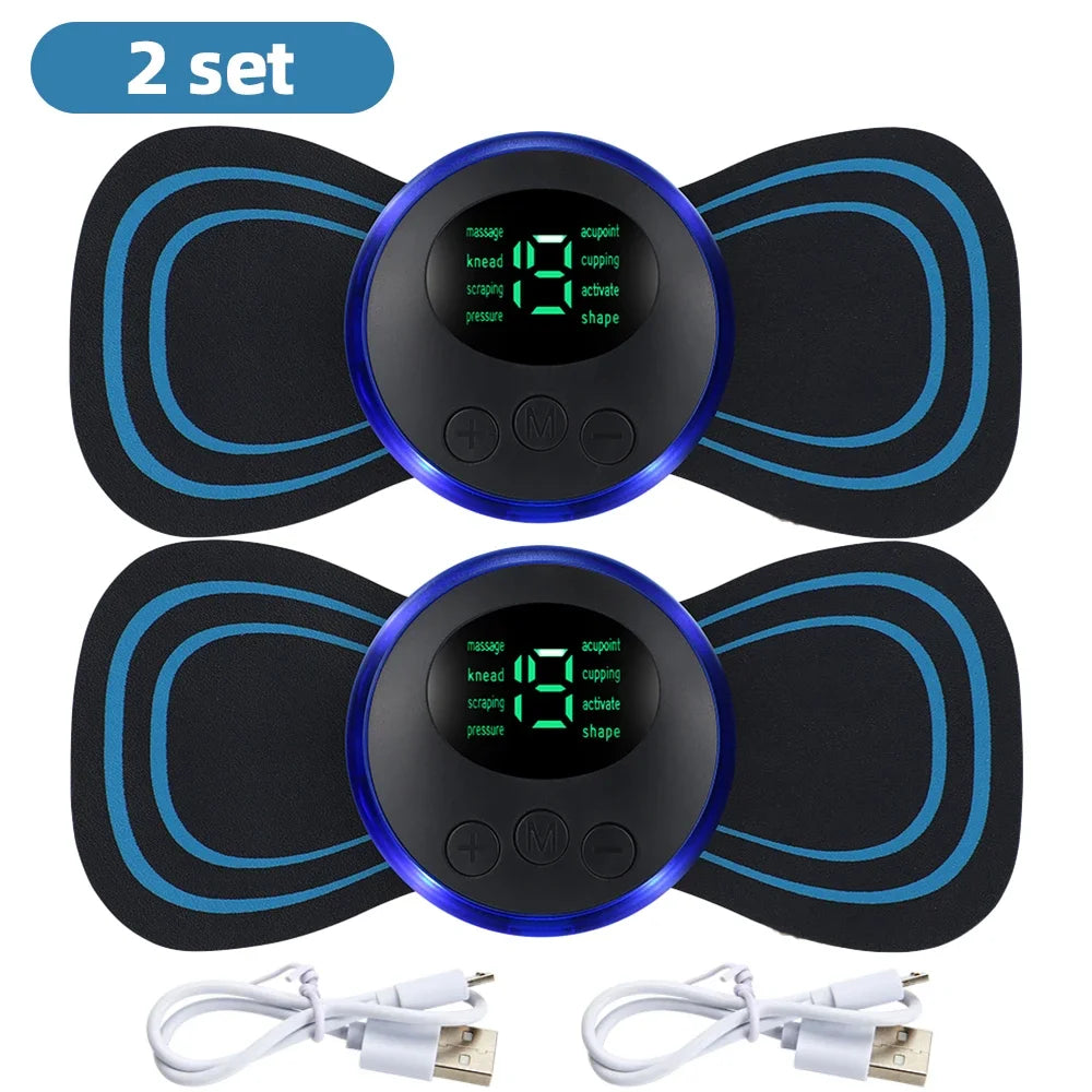 02 suit Color EMS Electric Neck Massager Patch – 8 Modes, 19 Levels